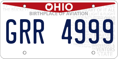 OH license plate GRR4999