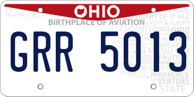 OH license plate GRR5013