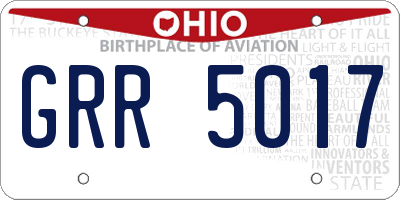OH license plate GRR5017