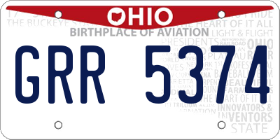 OH license plate GRR5374