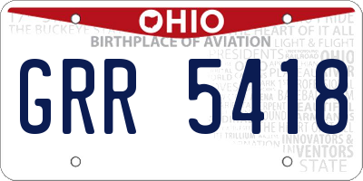 OH license plate GRR5418