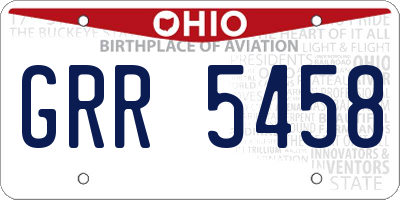 OH license plate GRR5458