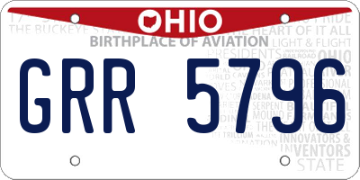 OH license plate GRR5796