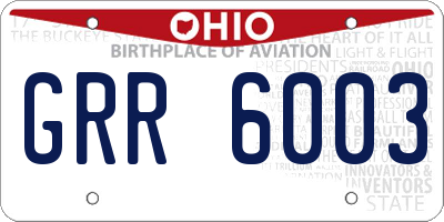 OH license plate GRR6003