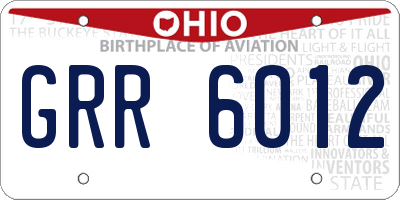 OH license plate GRR6012