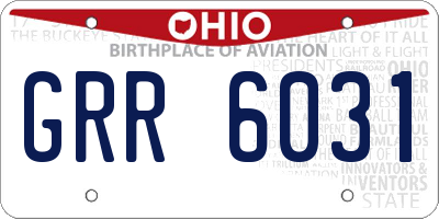 OH license plate GRR6031