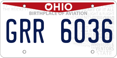 OH license plate GRR6036