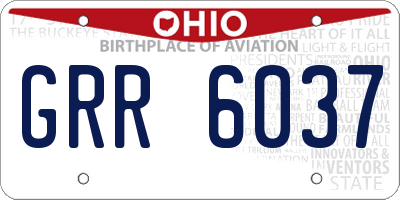 OH license plate GRR6037
