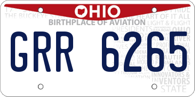 OH license plate GRR6265