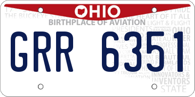 OH license plate GRR6351