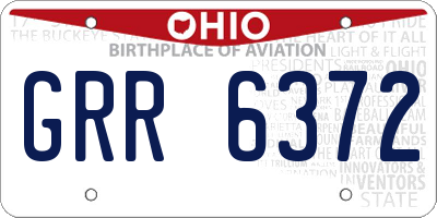 OH license plate GRR6372