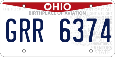 OH license plate GRR6374