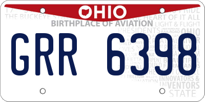 OH license plate GRR6398