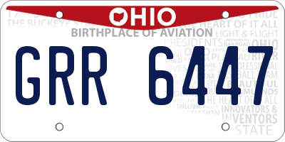 OH license plate GRR6447