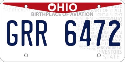 OH license plate GRR6472