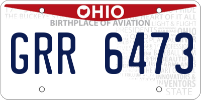 OH license plate GRR6473