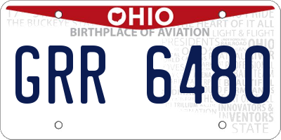OH license plate GRR6480