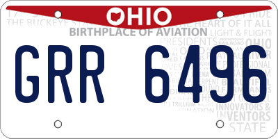 OH license plate GRR6496