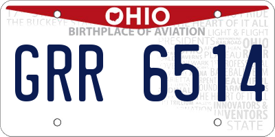 OH license plate GRR6514
