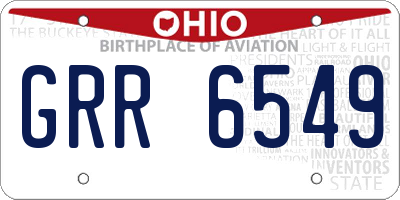 OH license plate GRR6549