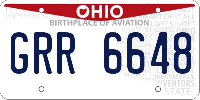OH license plate GRR6648