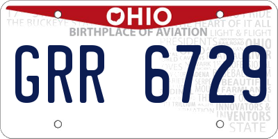 OH license plate GRR6729