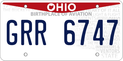 OH license plate GRR6747