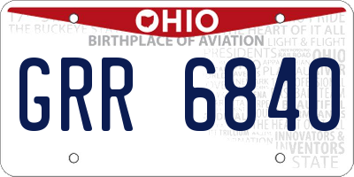 OH license plate GRR6840