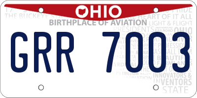 OH license plate GRR7003