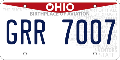 OH license plate GRR7007