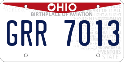 OH license plate GRR7013