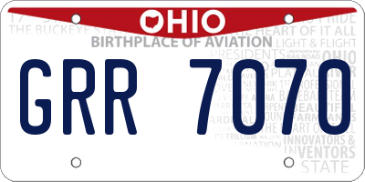 OH license plate GRR7070