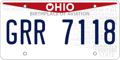 OH license plate GRR7118