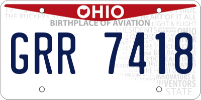 OH license plate GRR7418