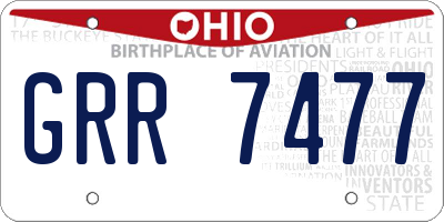 OH license plate GRR7477