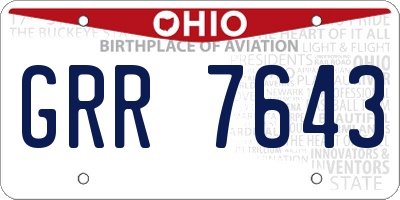 OH license plate GRR7643
