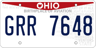 OH license plate GRR7648