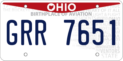 OH license plate GRR7651
