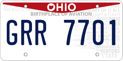 OH license plate GRR7701