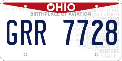 OH license plate GRR7728