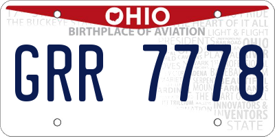 OH license plate GRR7778