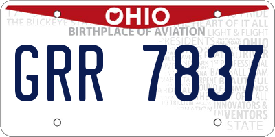 OH license plate GRR7837