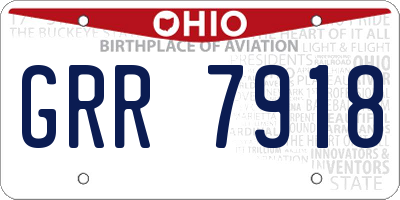 OH license plate GRR7918