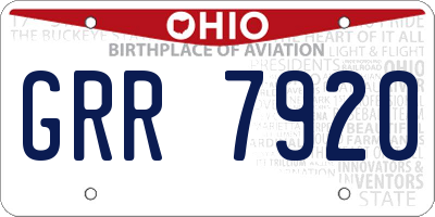 OH license plate GRR7920