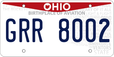 OH license plate GRR8002