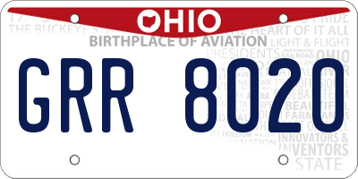 OH license plate GRR8020