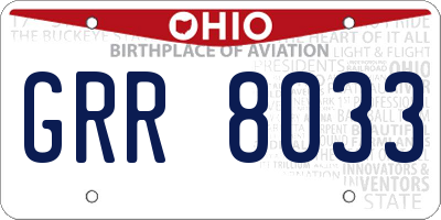 OH license plate GRR8033