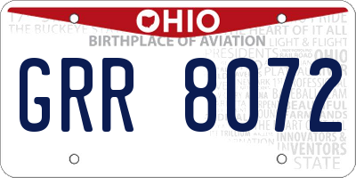 OH license plate GRR8072