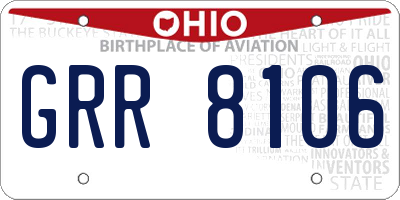 OH license plate GRR8106