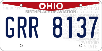 OH license plate GRR8137